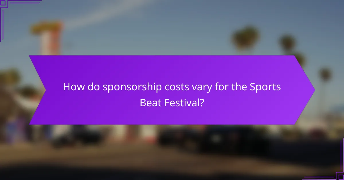How do sponsorship costs vary for the Sports Beat Festival?