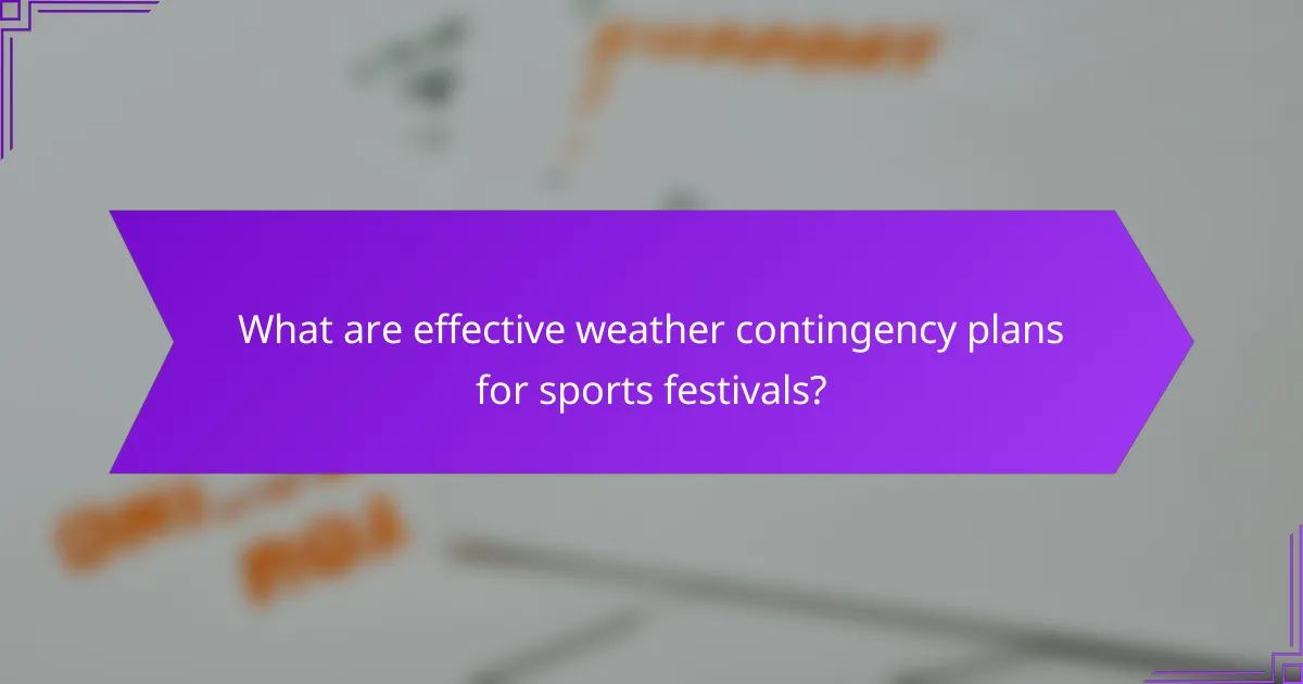 What are effective weather contingency plans for sports festivals?